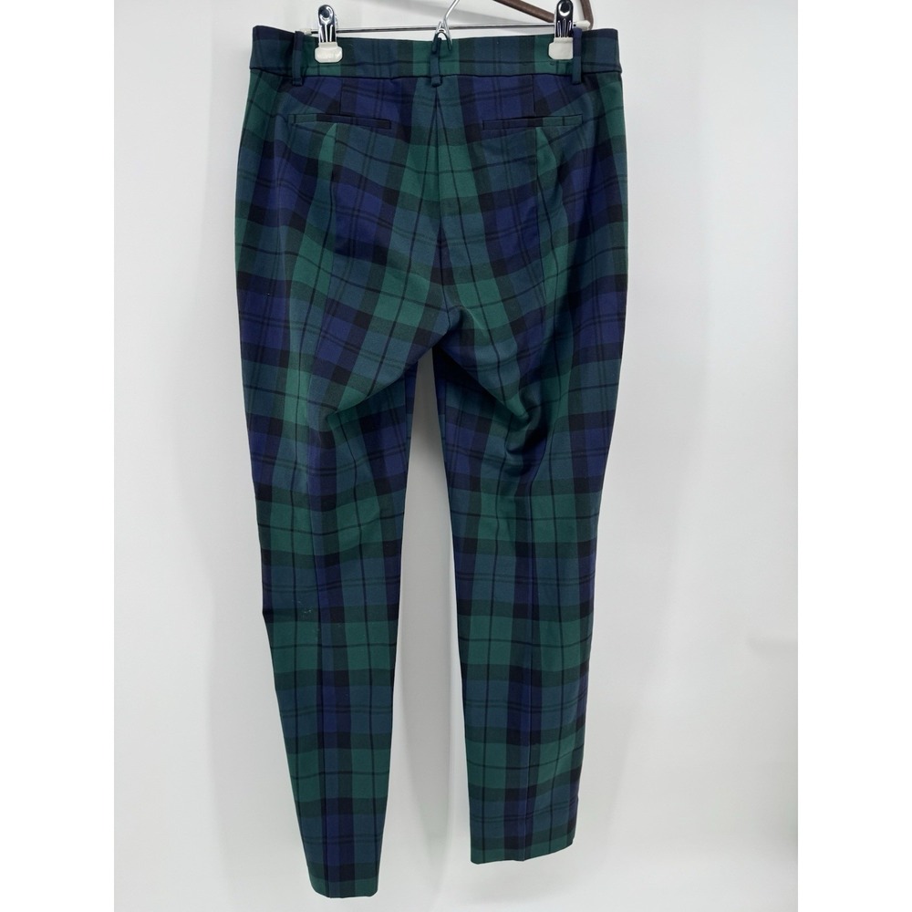 J Crew Ruby Full-Length Pants Womens 10 Green Navy Plaid Stretch Tartan Preppy - Picture 3 of 9